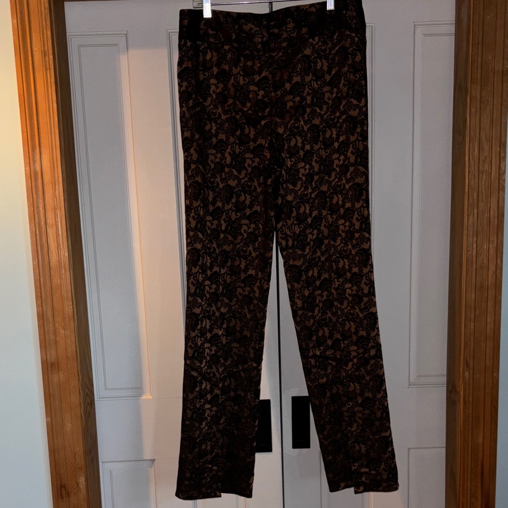 Harold's Brown & Black Floral Boot-Cut Pants